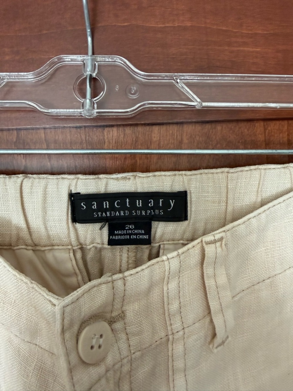 Sanctuary Neutral Beige Linen-Blend Shorts
